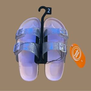 Wonder Nation Kids Sparkly Buckle Sandals - Silver